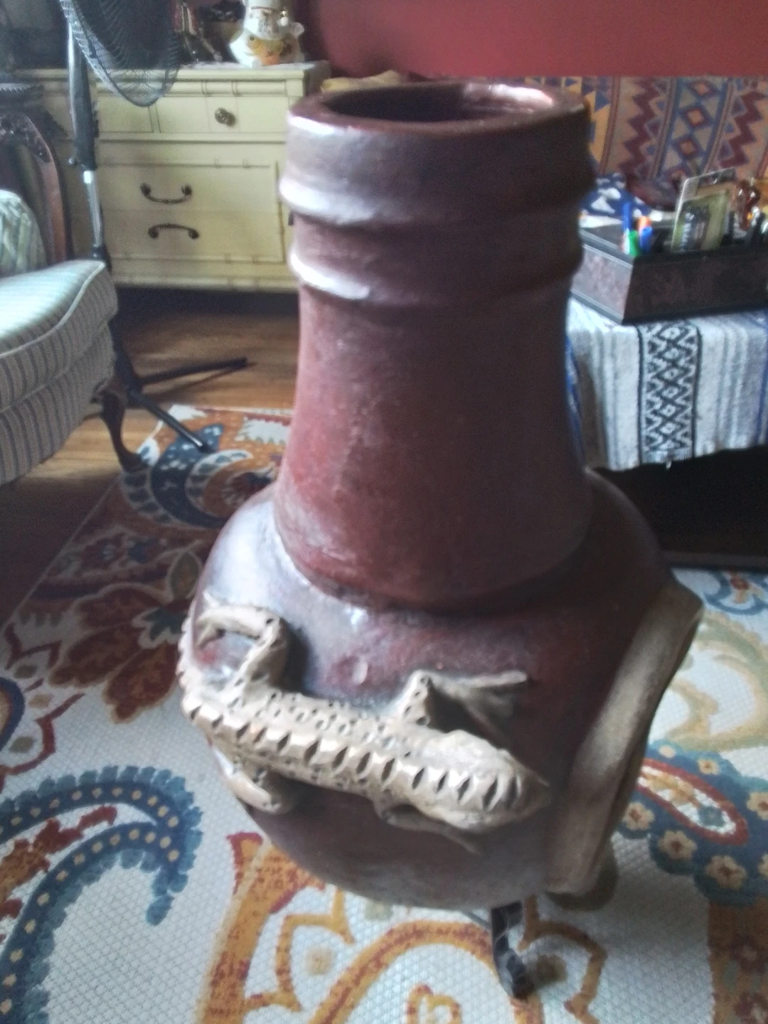 Terracotta Chiminea with Lizard Accent - photo 3