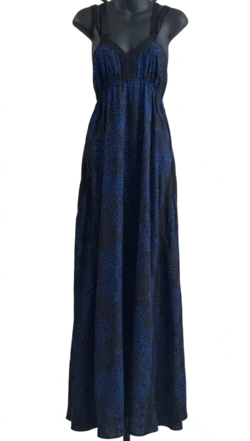 Royal Blue and Black Pattern Maxi Dress - photo 2