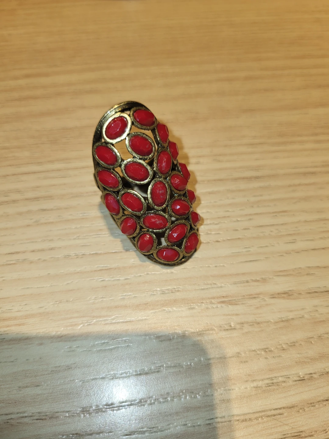 Large Statement Ring with Red Stones