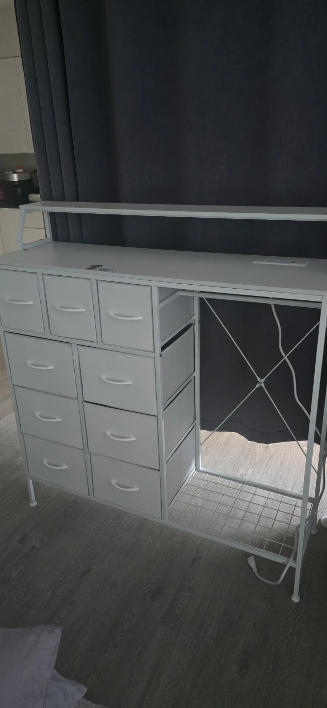 White Desk with Storage Drawers and USB Ports