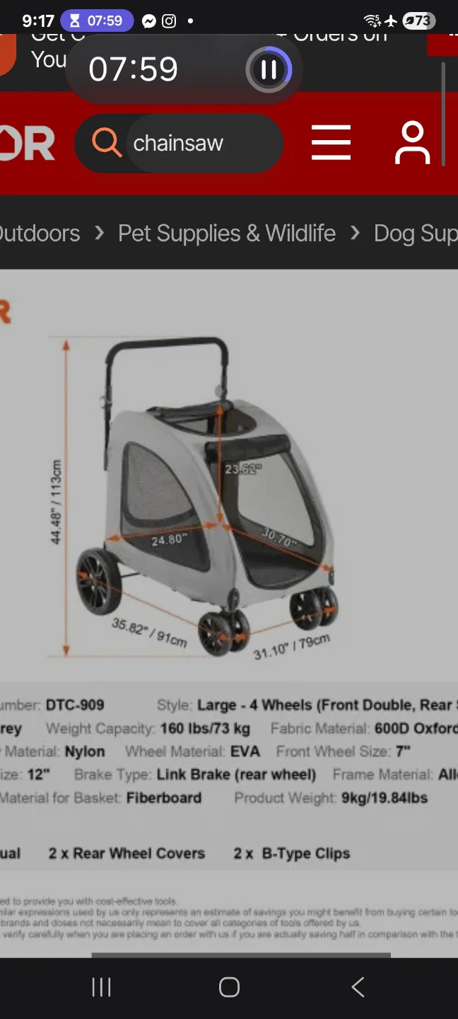 VEVOR Pet Stroller, 4-Wheel Brakes 160lbs - photo 2