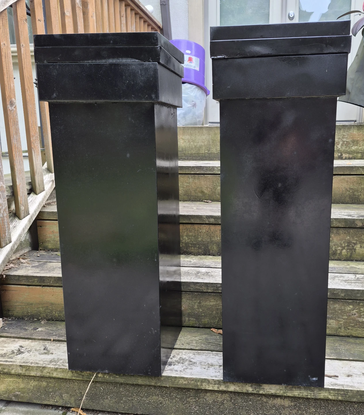 Pair of Black Outdoor Planter Pedestals - photo 2
