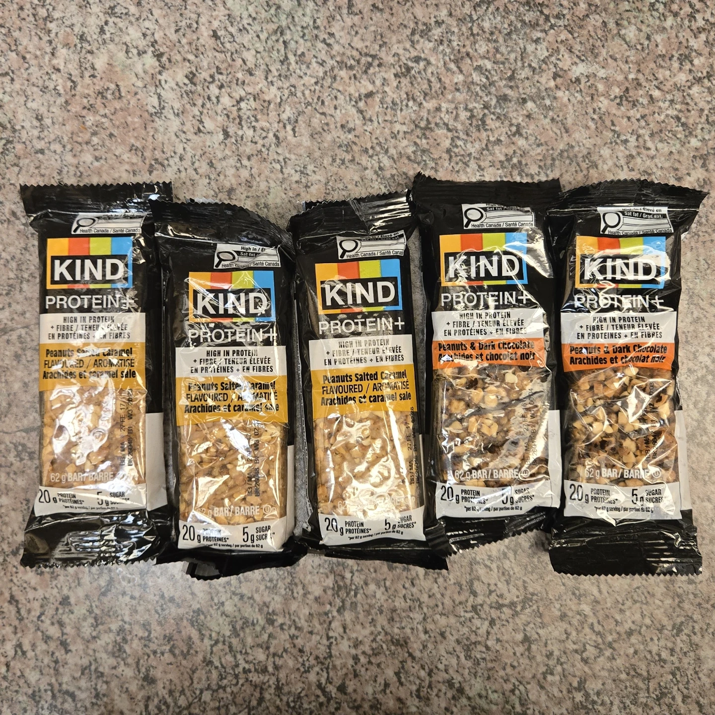 KIND Protein+  Bars - Salted Caramel (3)  & Dark Chocolate (2)
