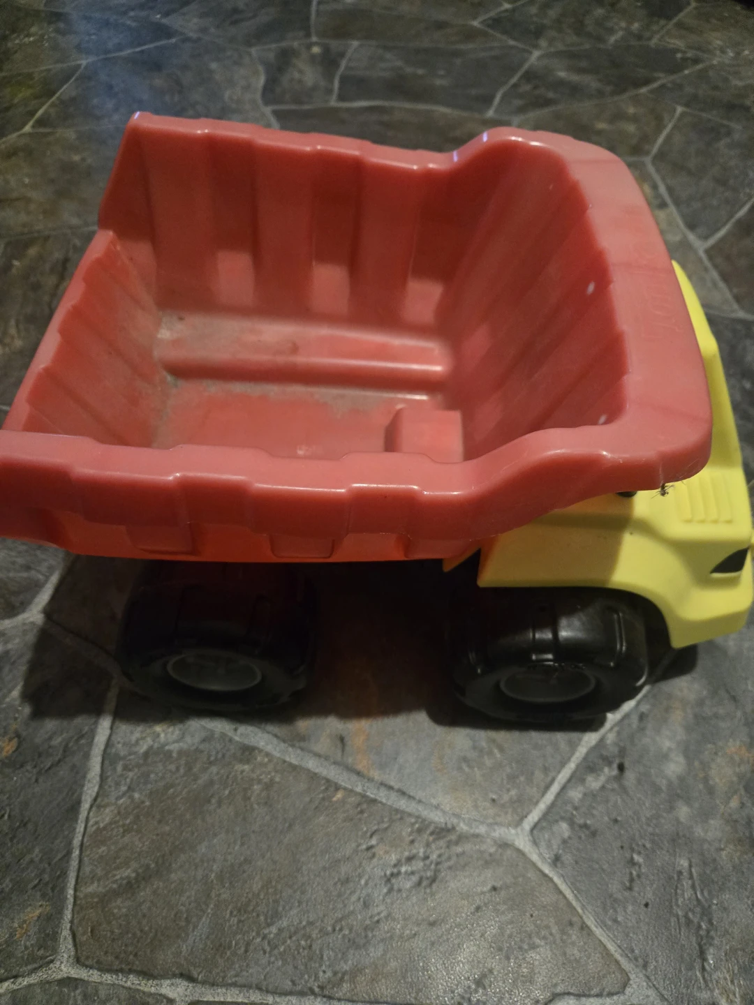 Yellow and Red Toy Dump Truck