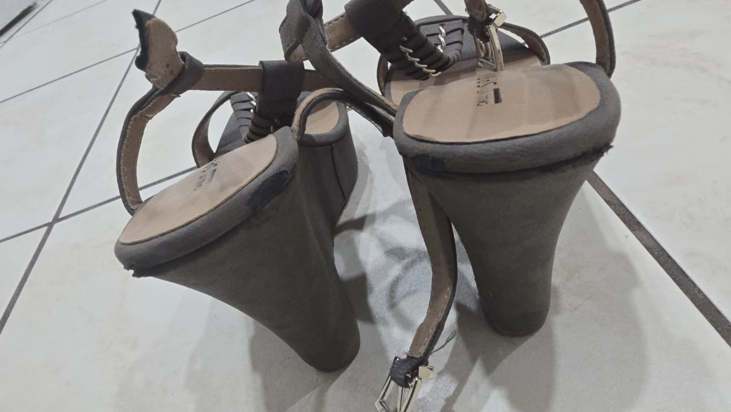 Call It Spring Grey Wedge Sandals used size 6 - photo 5