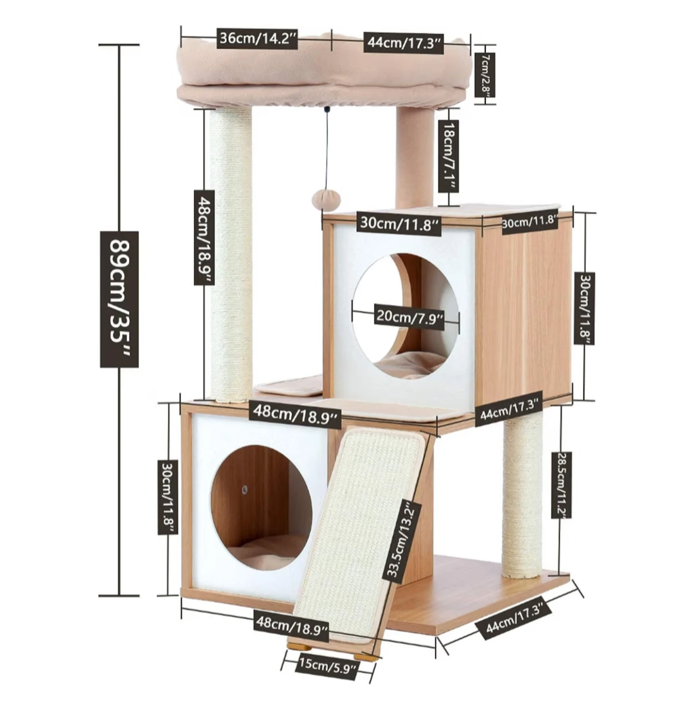 Multi-level Cat Tree Condo with Scratching Post - photo 3