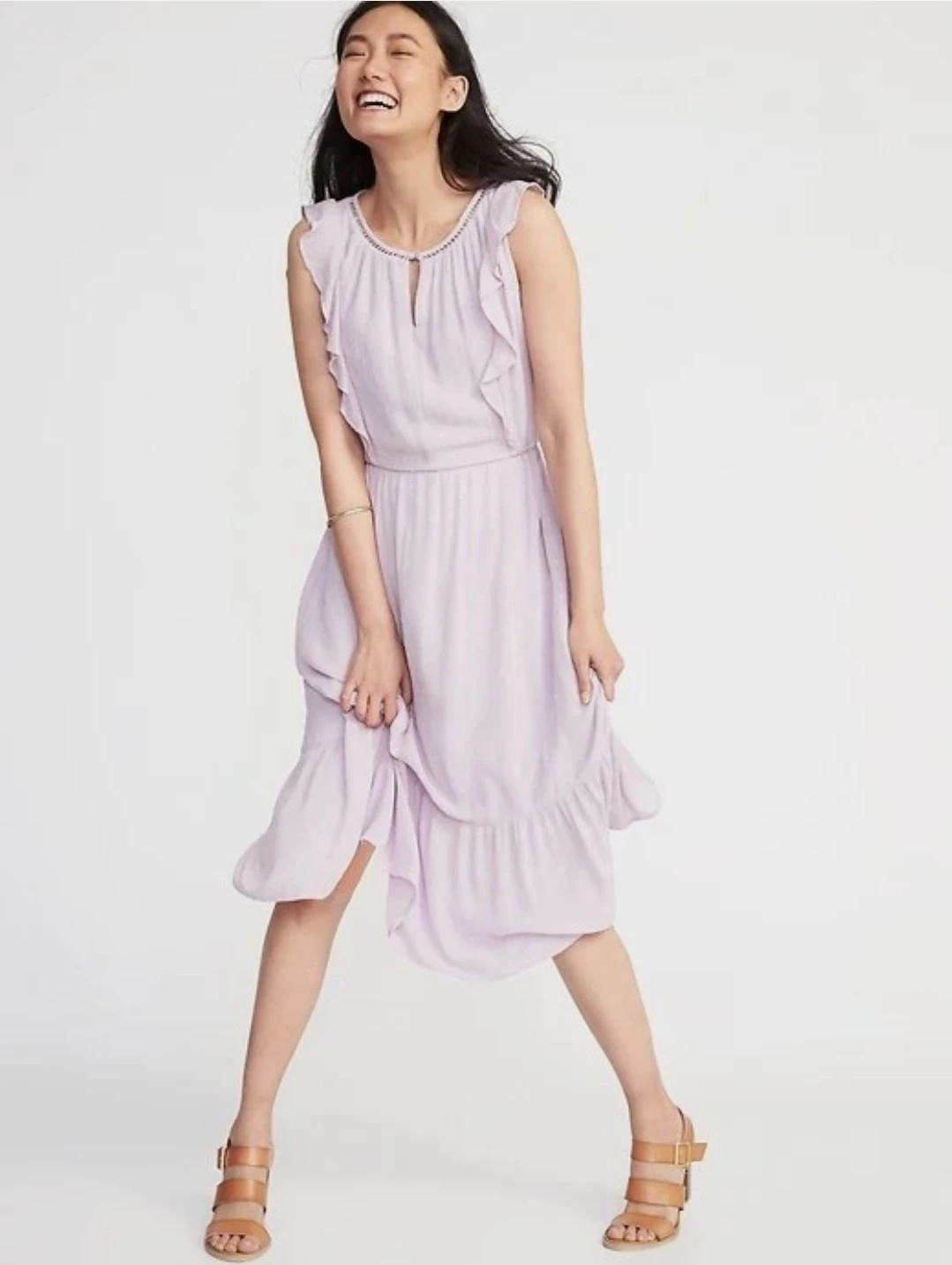 NWT Old Navy Lilac Cloud Ruffle Tiered Midi Dress - photo 2