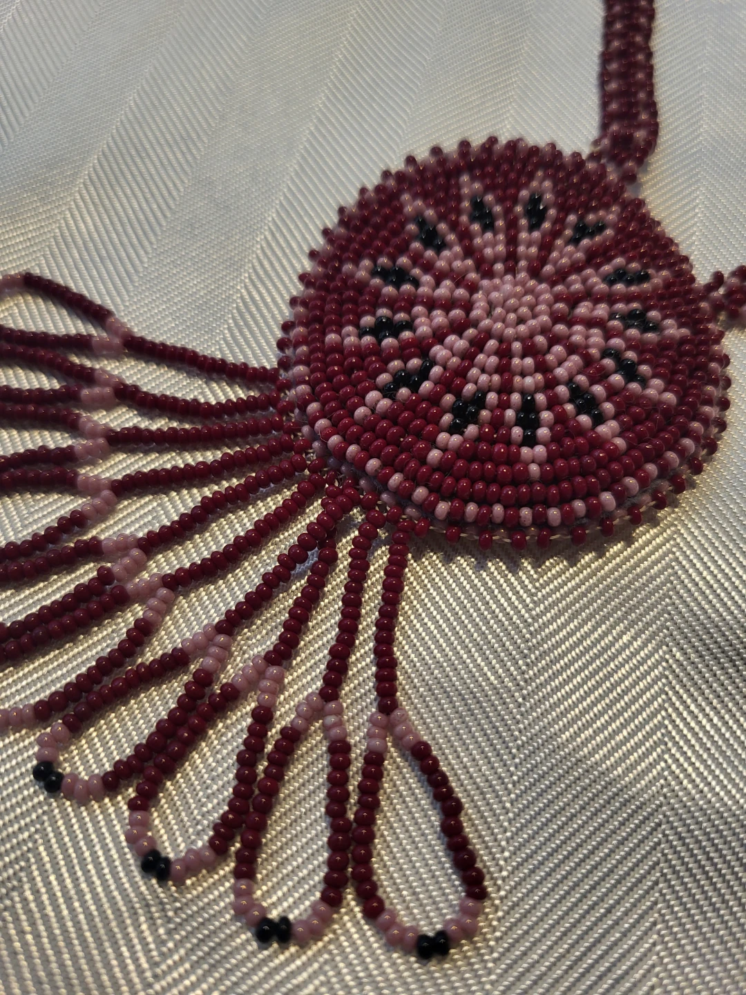 Vintage, Hand Beaded Pendant Necklace - photo 2