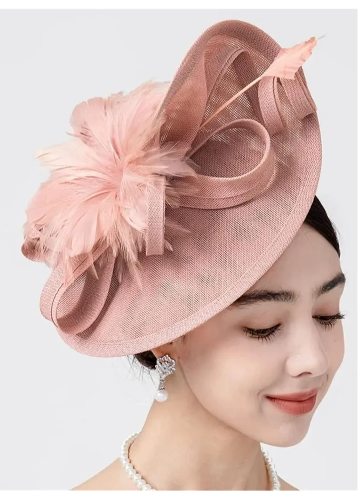 Pink Fascinator Hat with Feathers