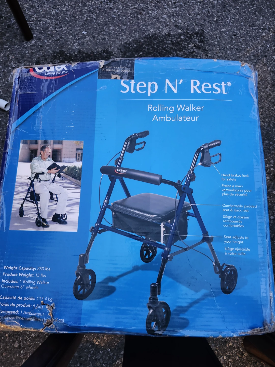 New Carex Step N' Rest Rolling Walker