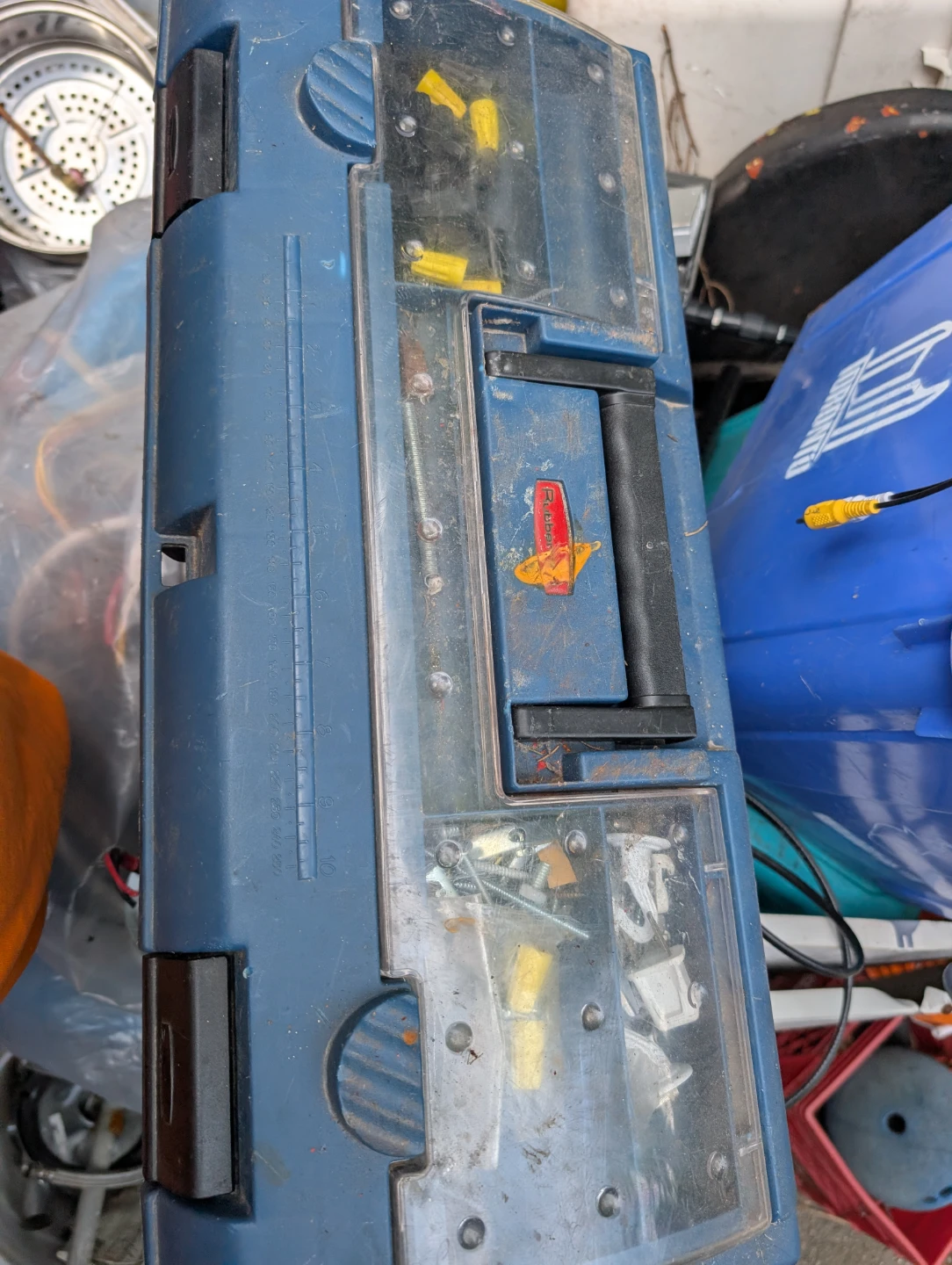 Blue Toolbox with Assorted Tools