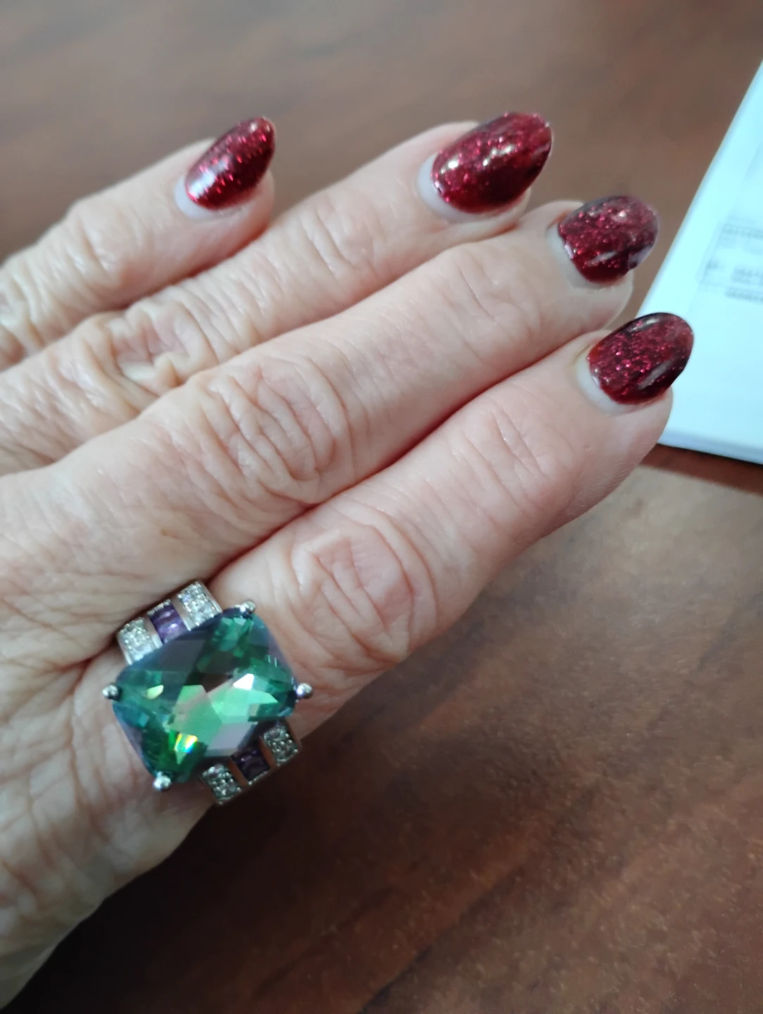 Sterling Silver Cocktail Ring with Large Mystic Topaz Gemstone - photo 4