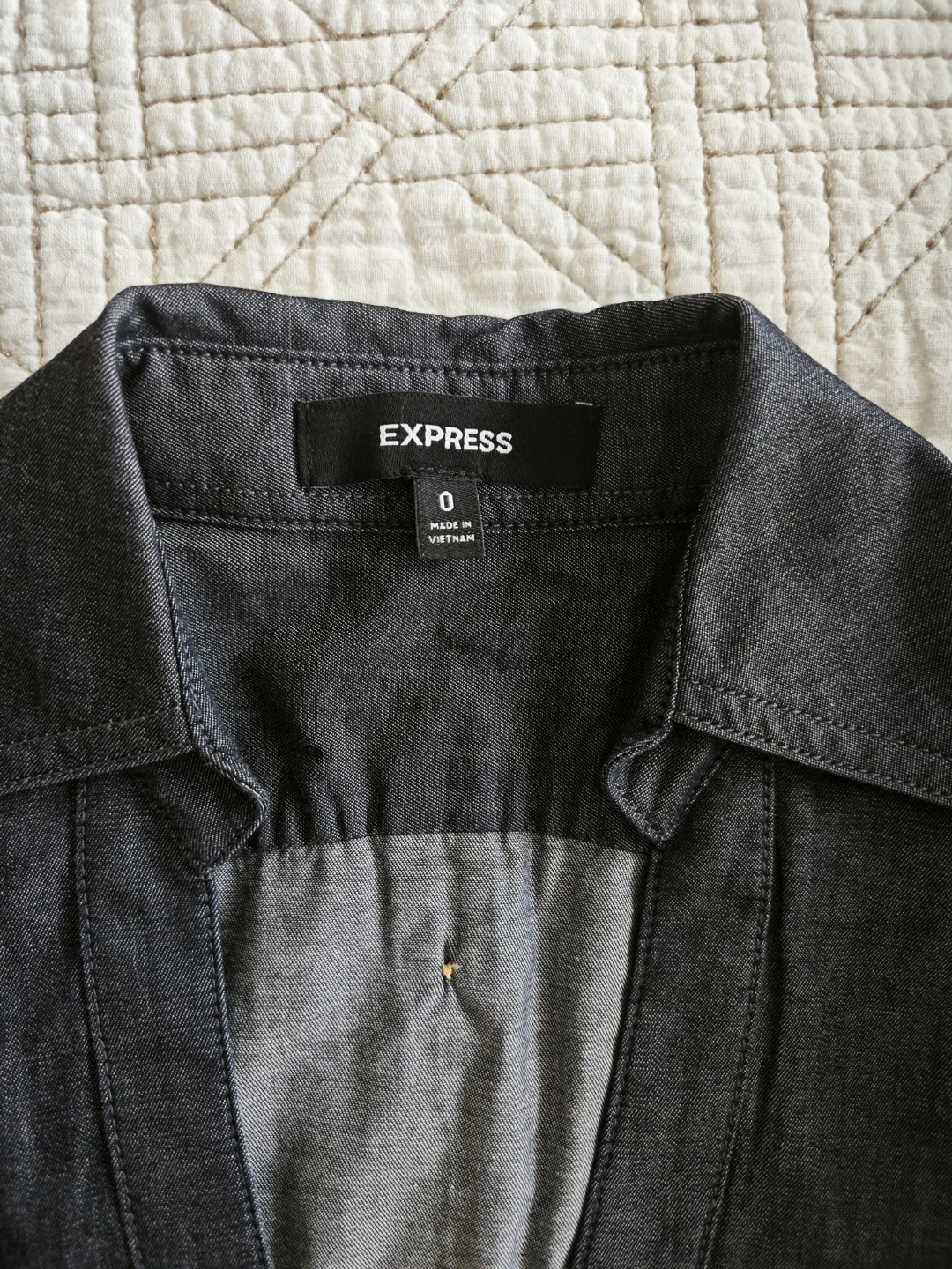 Dark Wash Denim Shirt Dress Size 0 - photo 2