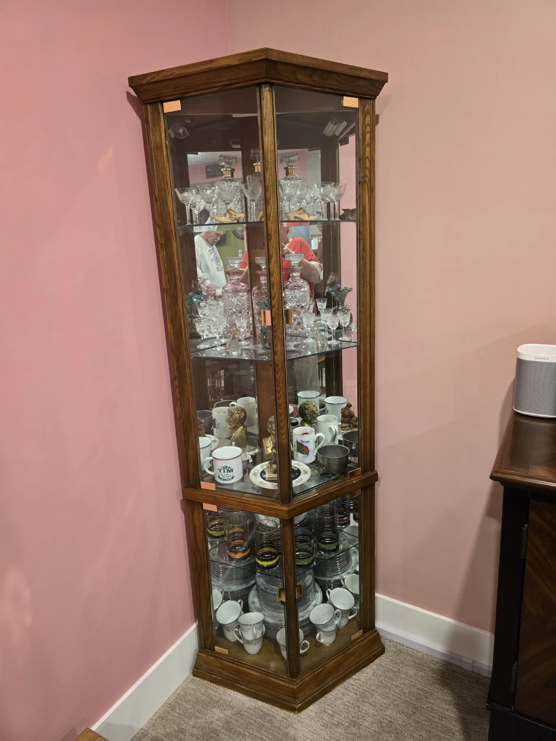 2 Wooden Curio Display Cabinets