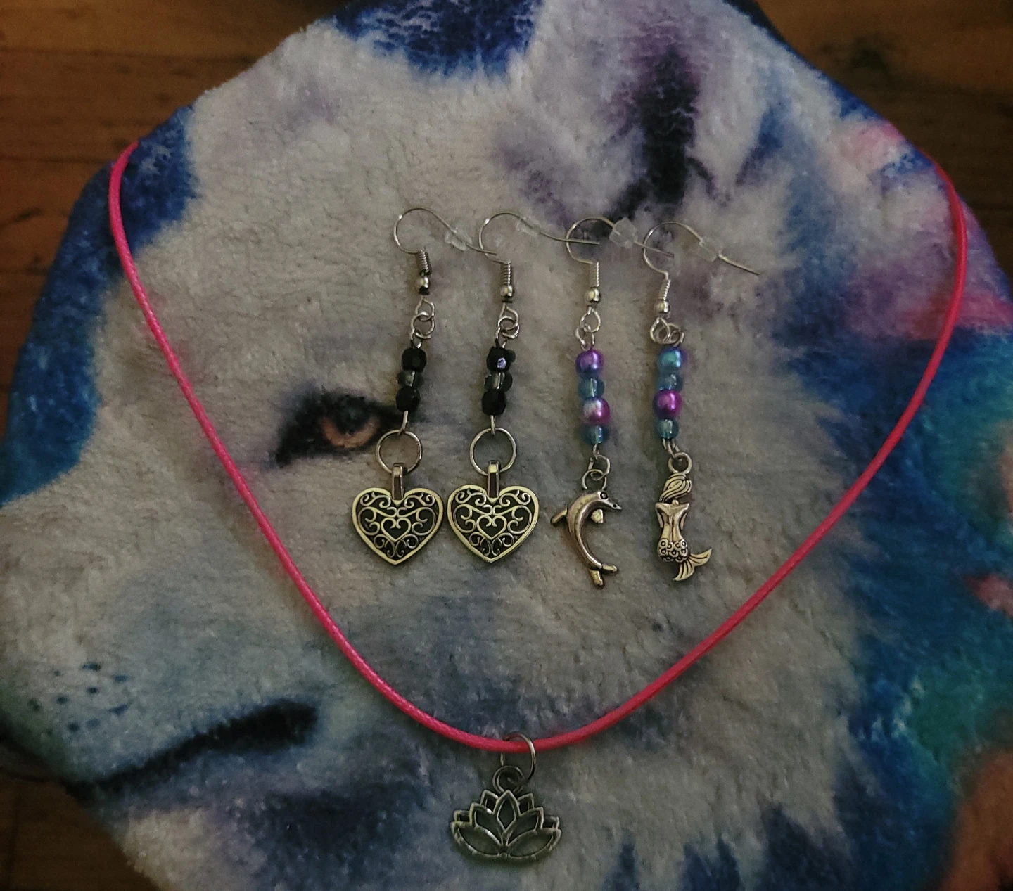 Handmade Necklace and Earring Set with Charms