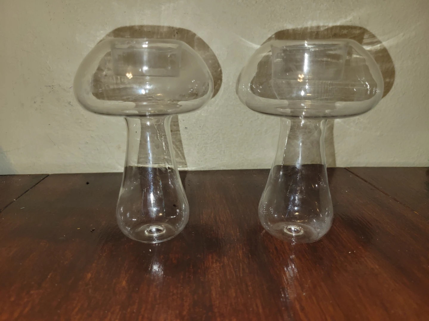 2x Glass Mushroom Candle Holders - photo 2