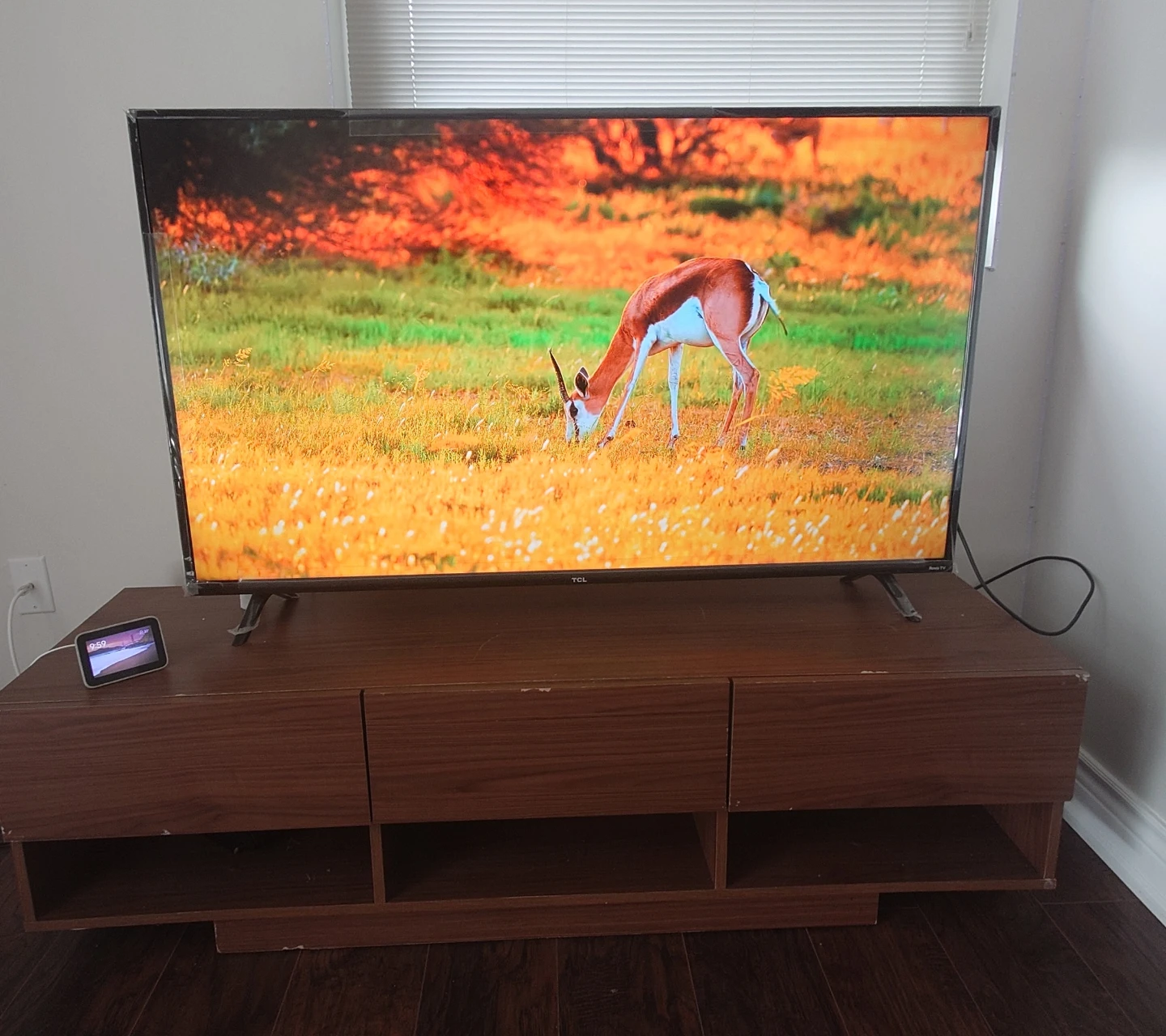 TCL Roku Smart TV & Wooden TV Stand