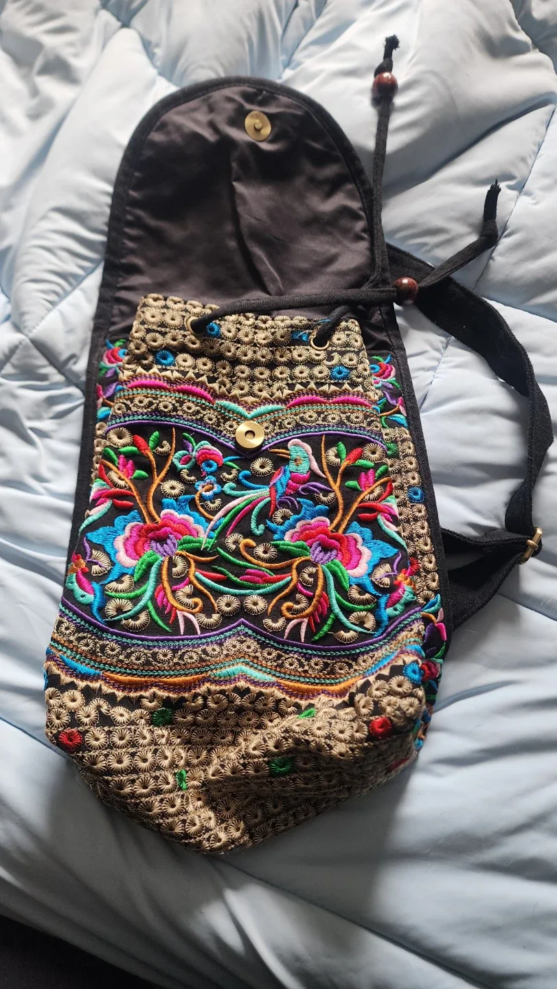 Embroidered Backpack Purse