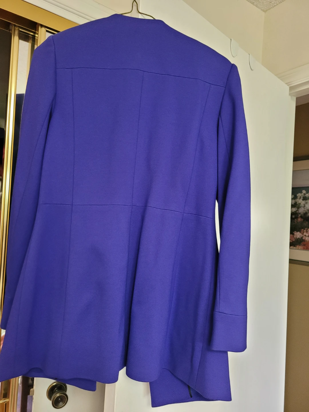 LAUREL PERRIER Blue Collarless Blazer Size 7 - photo 2