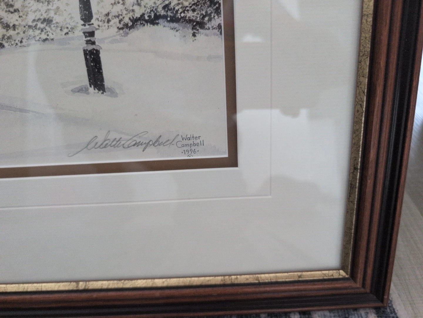Framed Winter Scene Art Print by Walter Campbell - 1996 - photo 3