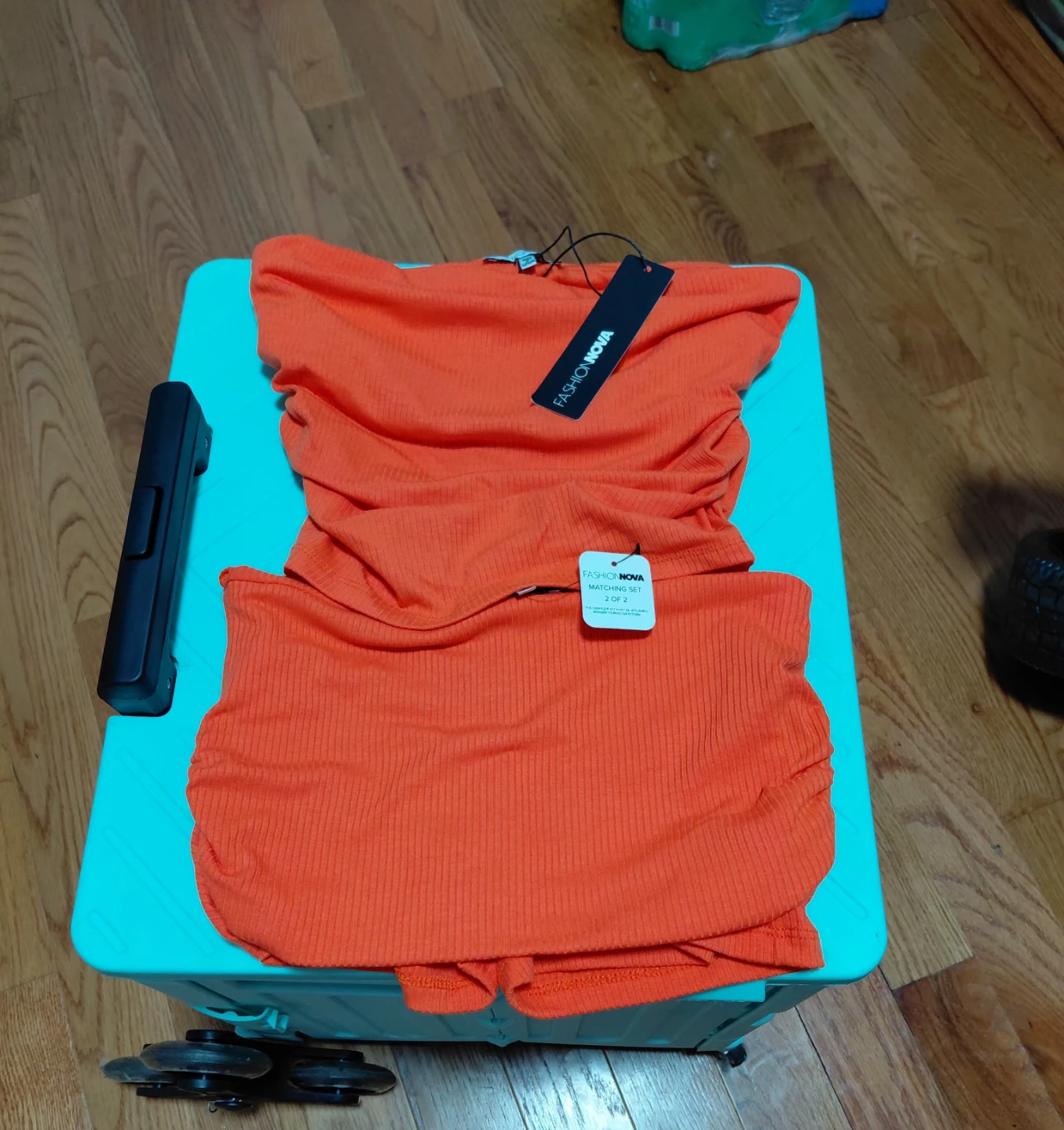 Fashion Nova Orange Ribbed Matching Set