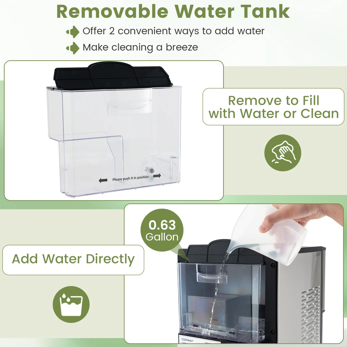 Costway Countertop Nugget Ice Maker, Soft Chewable Pellet Ice - photo 3