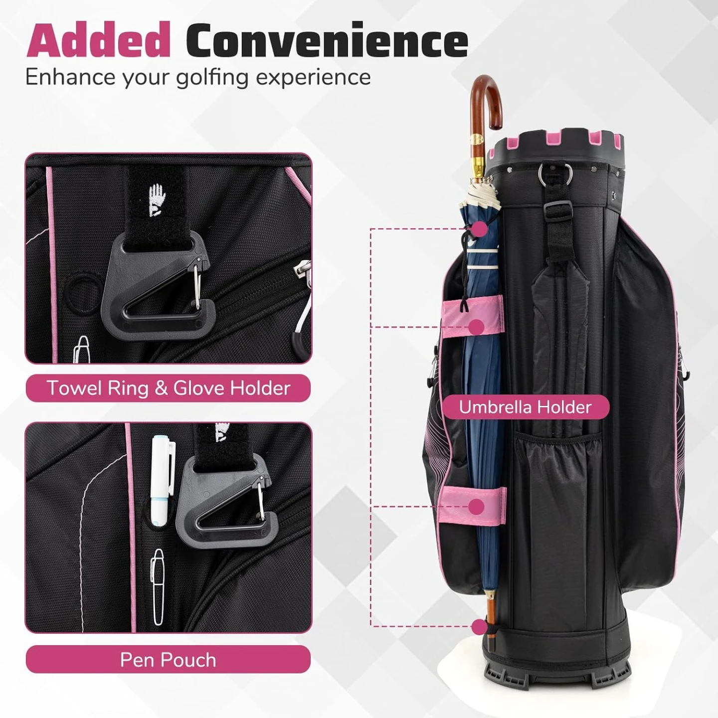 Costway SP38456PI Molded Lock Top Golf Cart Bag - photo 3