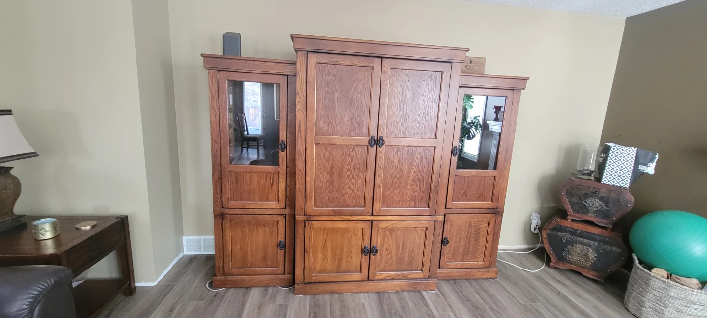 Solid oak entertainment centre
