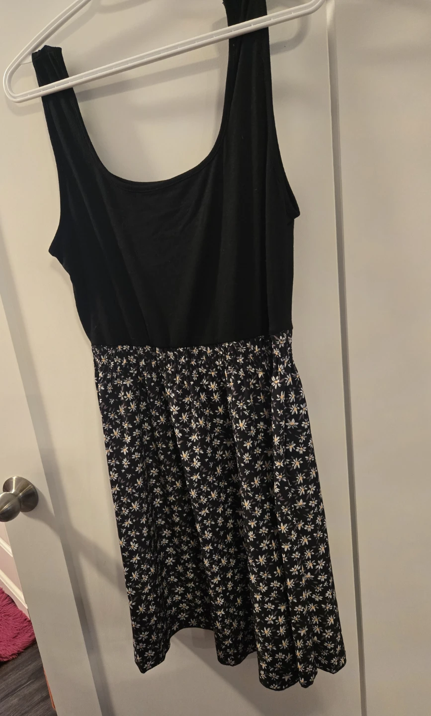 Black floral print dress