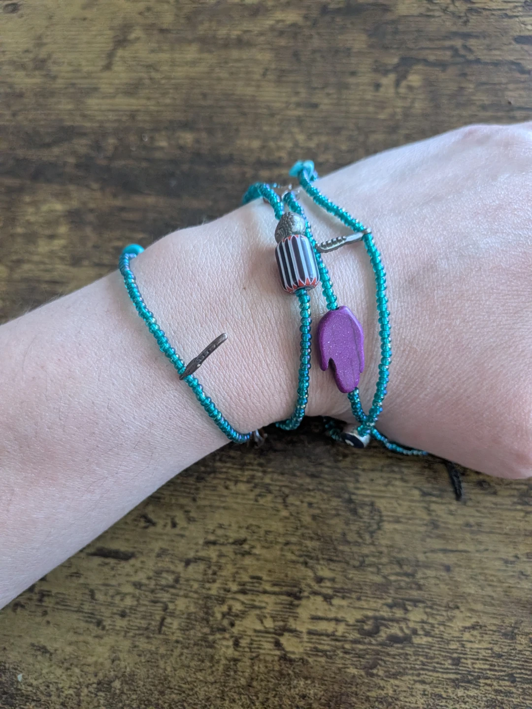 Turquoise Beaded Necklace with Charms