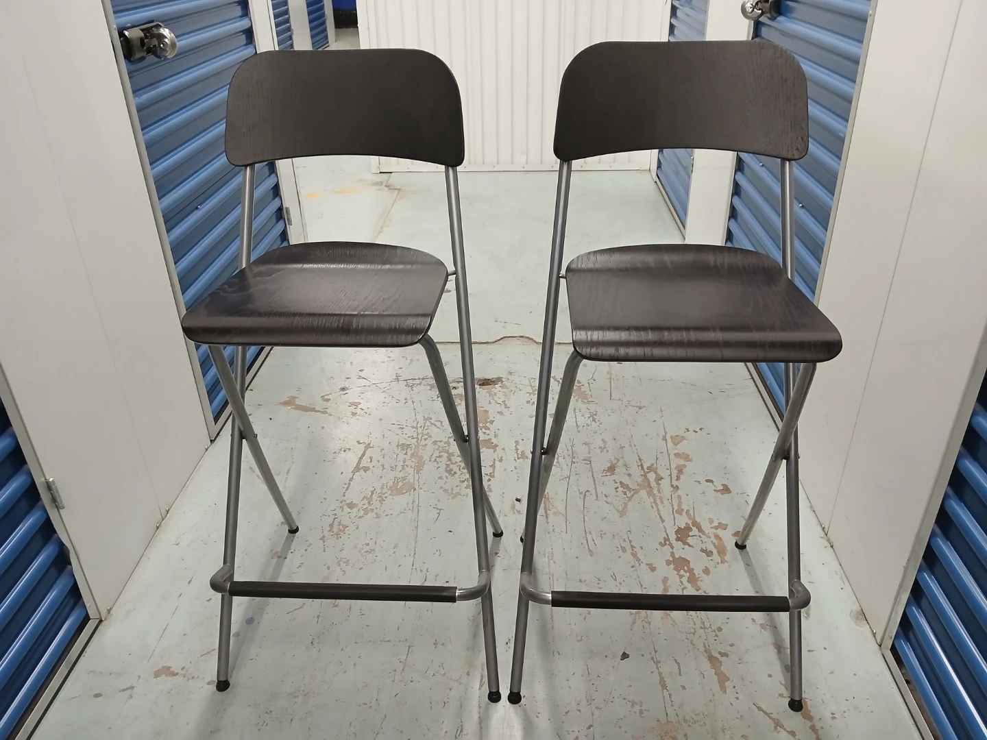 2 Dark Brown Folding Bar Stools