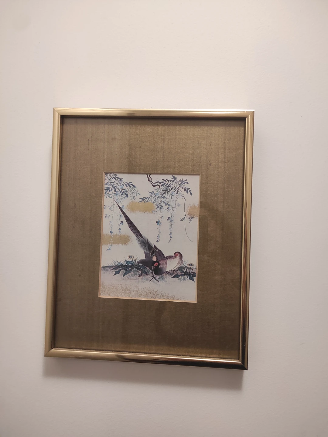 Framed Art Print with Birds and Wisteria