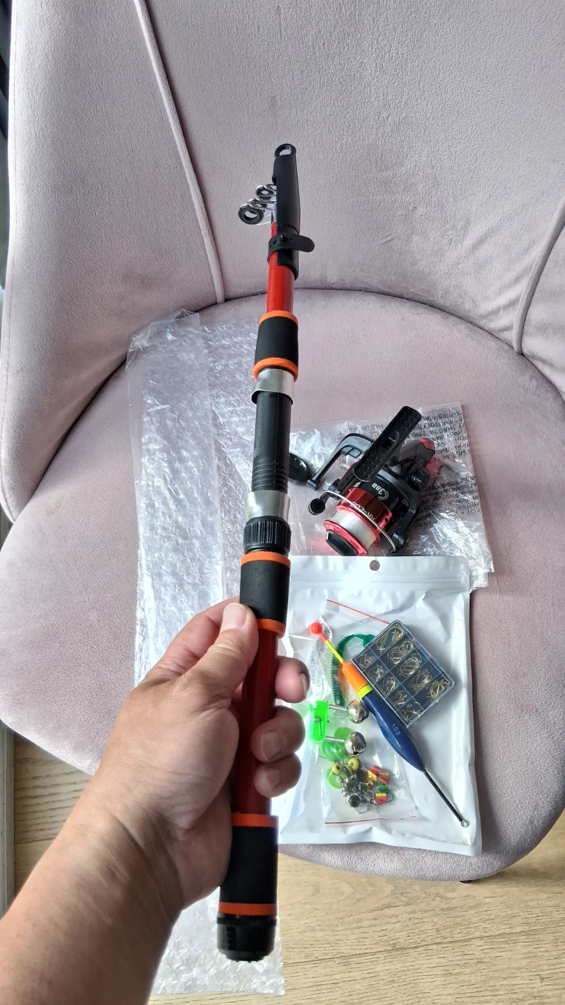 Fishing rod Reel Lures Hooks Line complete set - photo 3