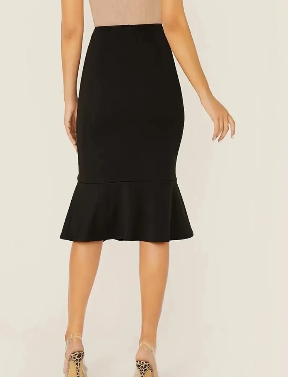 Black Ruffle Hem Pencil Skirt 55(M) - photo 2
