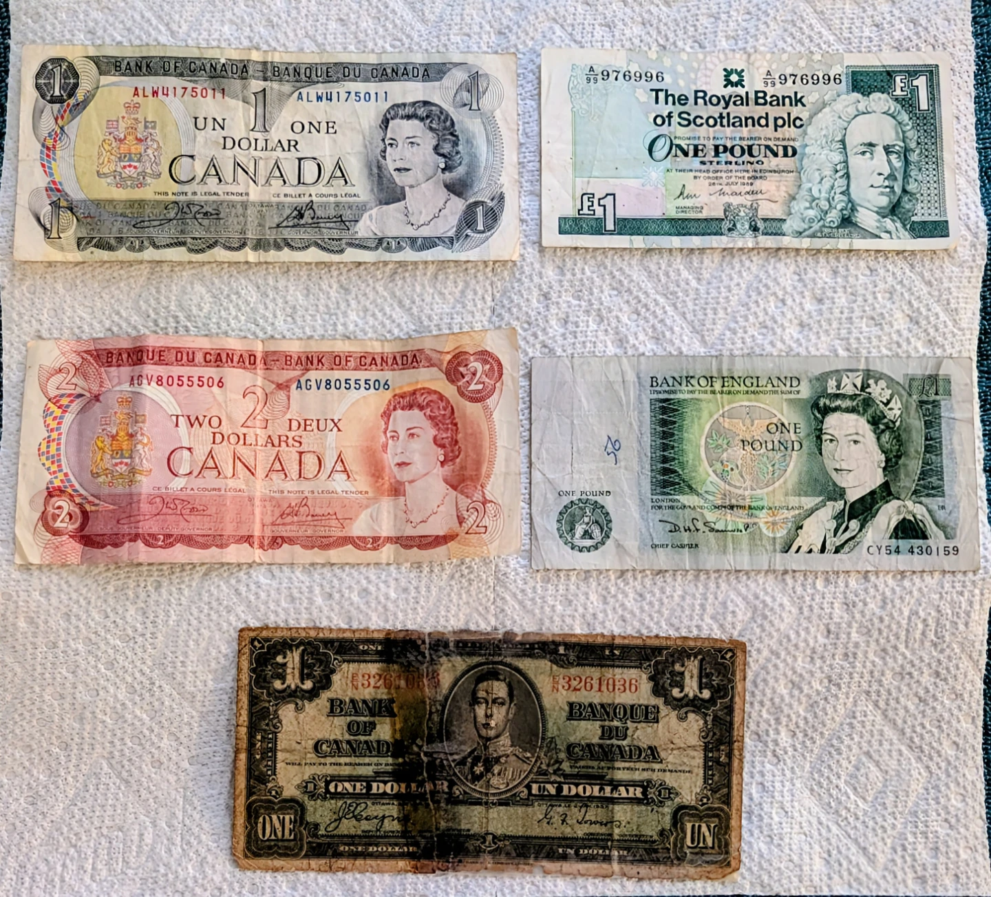 Collection of Canadian and British Banknotes