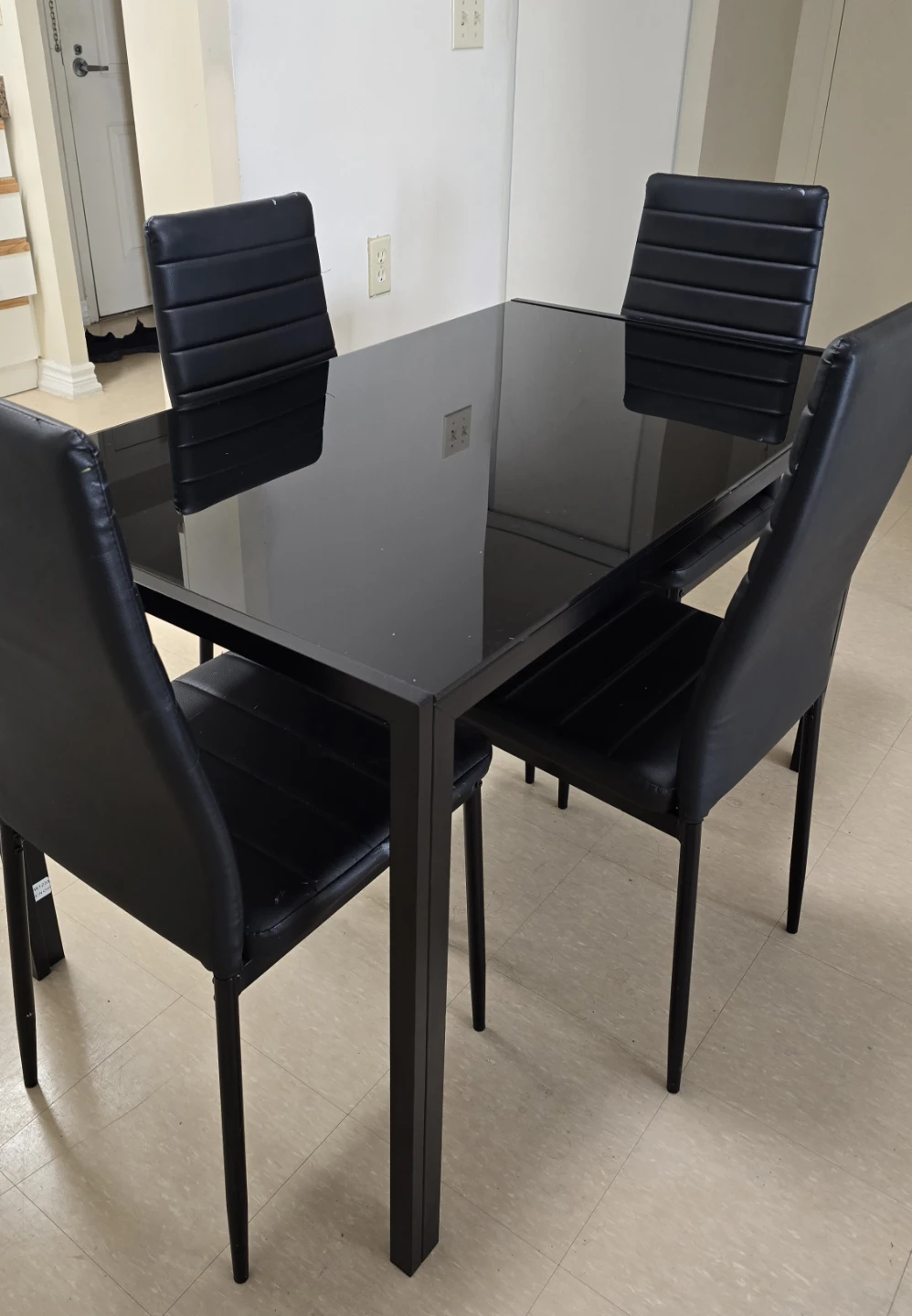 Black Dining Table with 4 Chairs