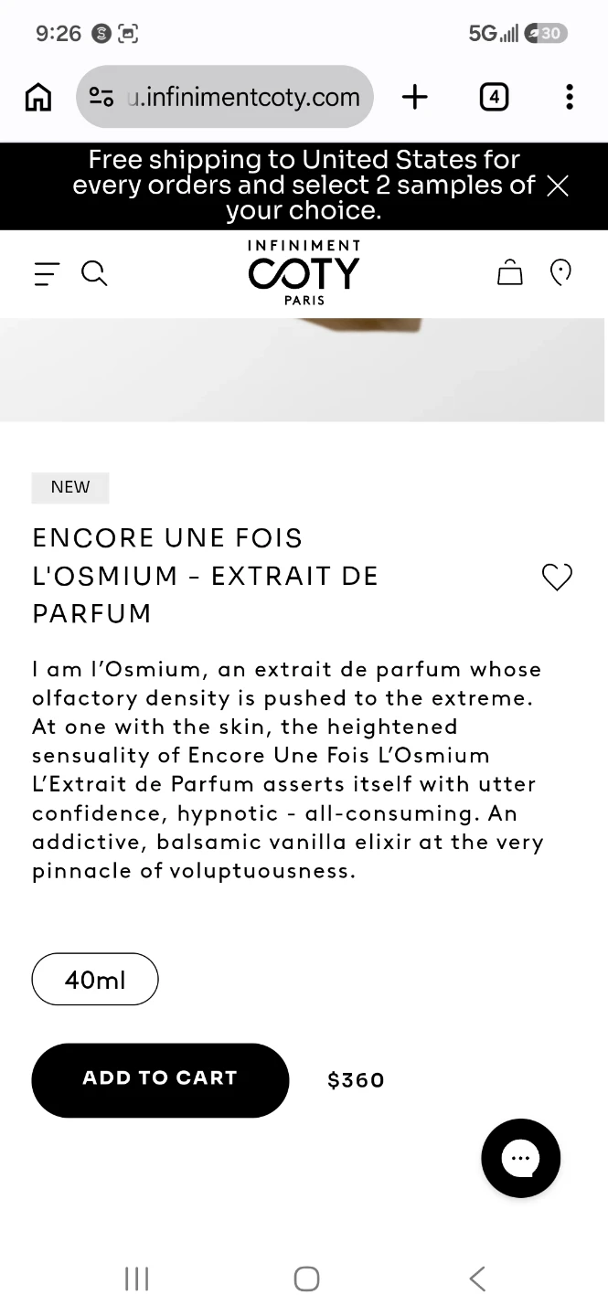 Coty Encore Une Fois L'Osmium Perfume Sample - photo 2