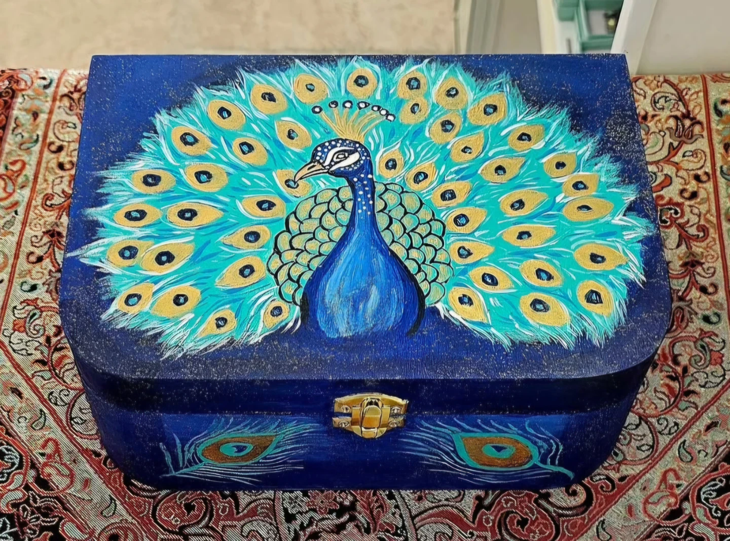 Hand-painted Peacock Jewellery Box