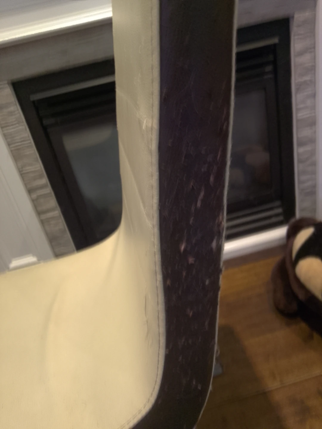 Cream and brown faux leather dining chair × 6 - photo 4