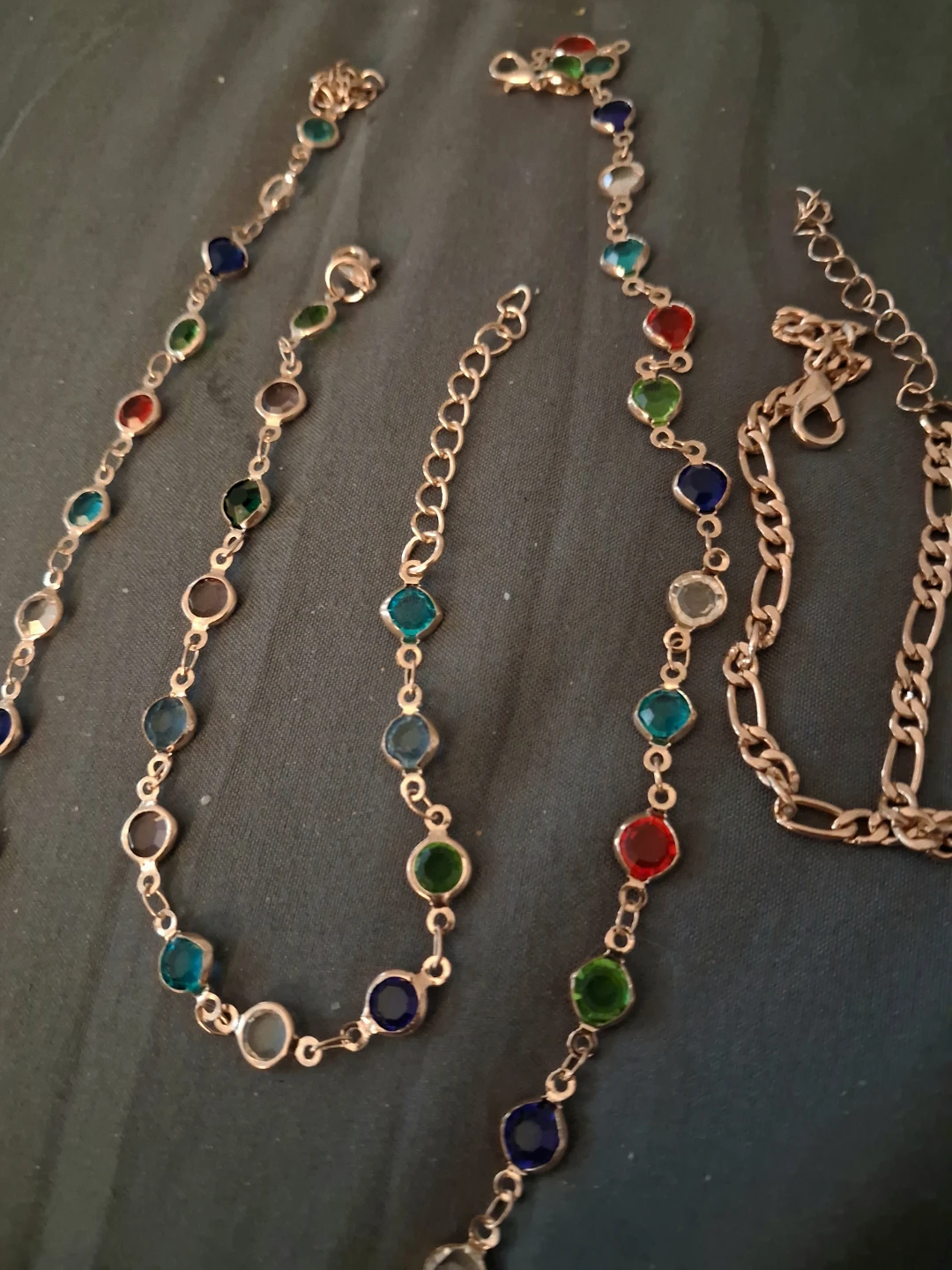 Multi-gemstone Rose Gold-tone Necklace and bracelets - photo 2