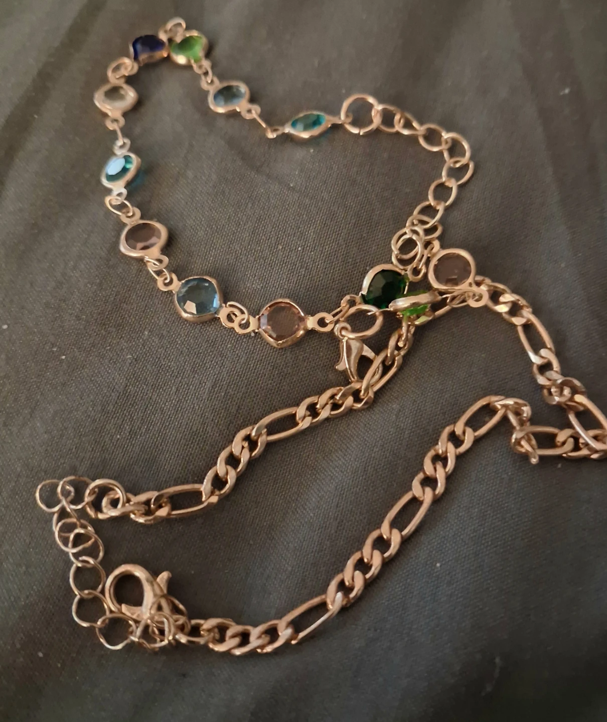 Multi-gemstone Rose Gold-tone Necklace and bracelets - photo 4