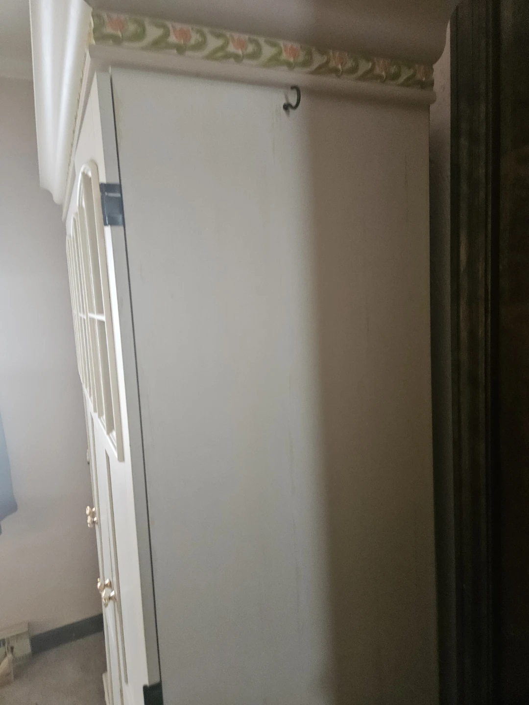 Cream Armoire Cabinet with Decorative Trim - photo 2
