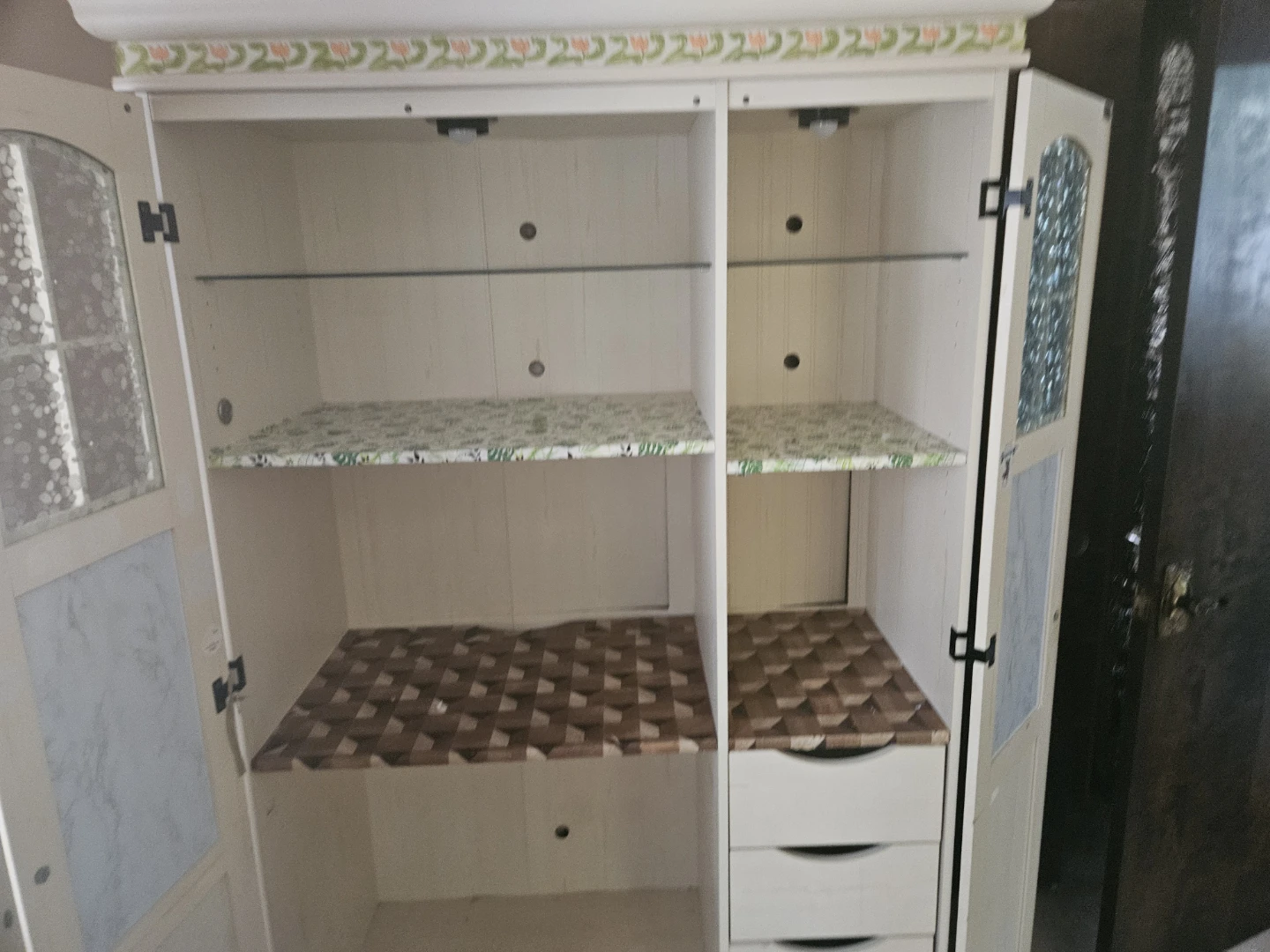 Cream Armoire Cabinet with Decorative Trim - photo 3