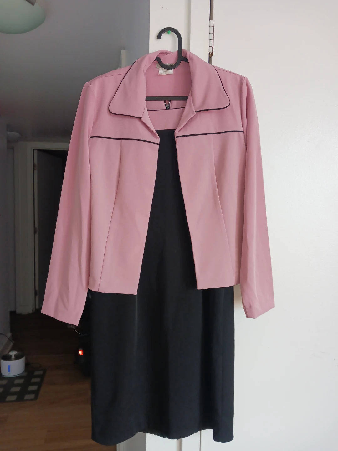 Jessica Petites Black Dress with Pink Trim
