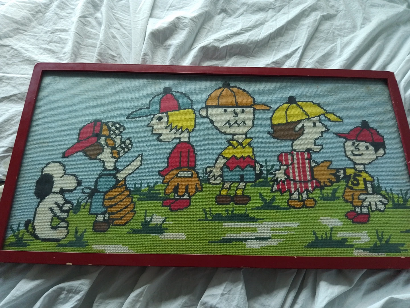 Vintage Peanuts Gang Framed Needlepoint - photo 2