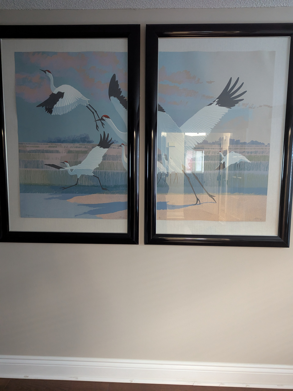 Set of 2 Framed Crane Art Prints