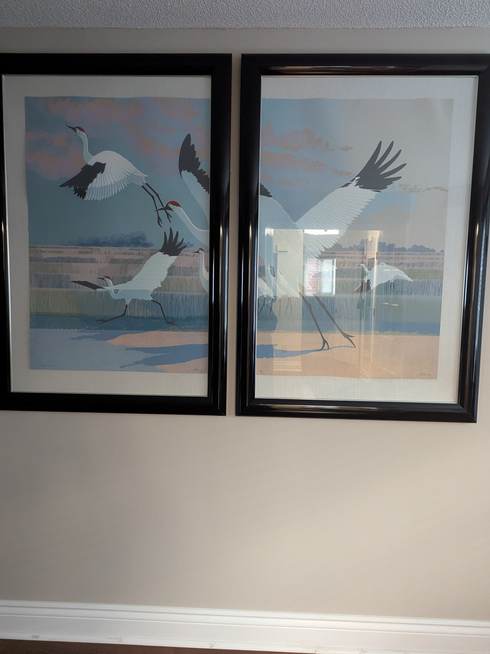 Set of 2 Framed Crane Art Prints - photo 2