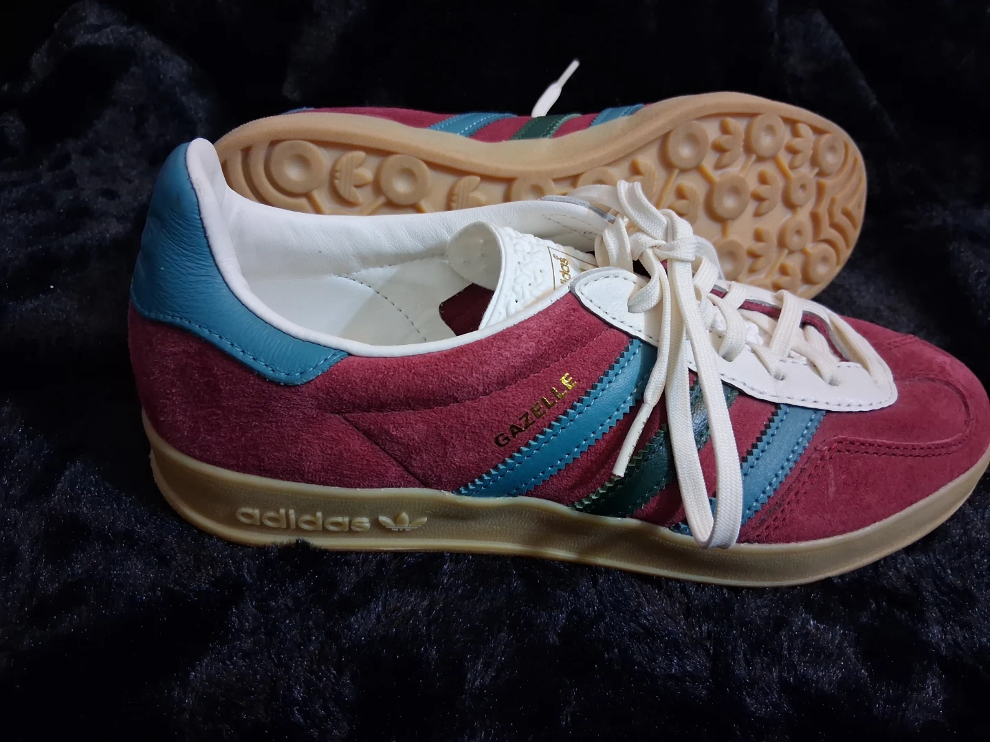 Adidas Gazelle Burgundy Teal Green Suede Sneakers