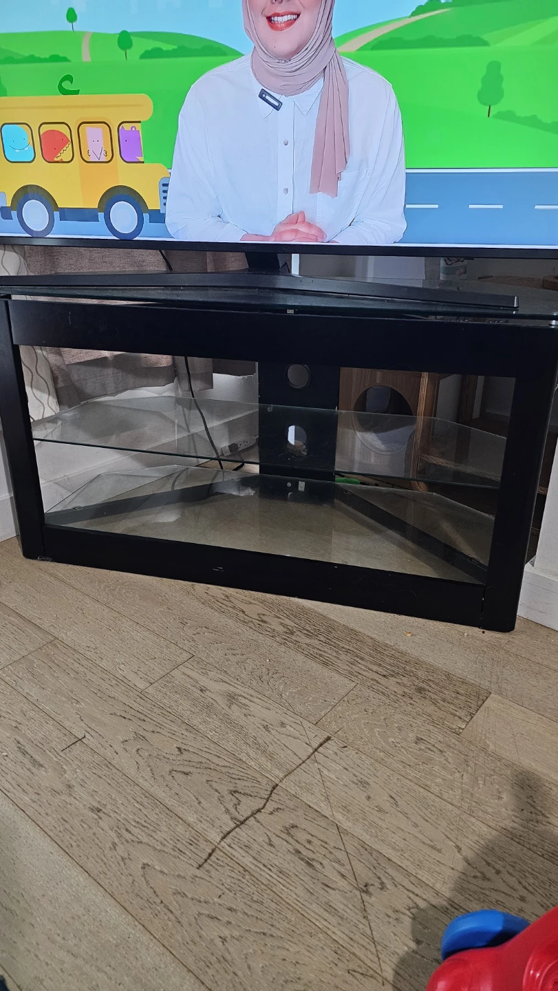 Black Glass TV Stand with Shelves