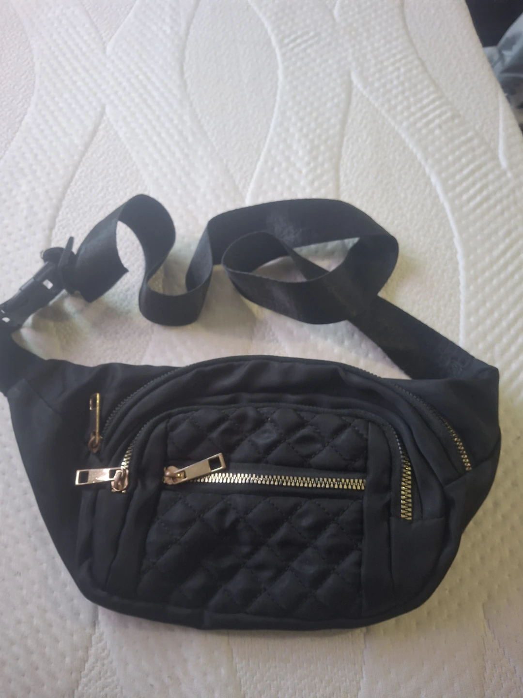 Black Quilted Fanny Pack